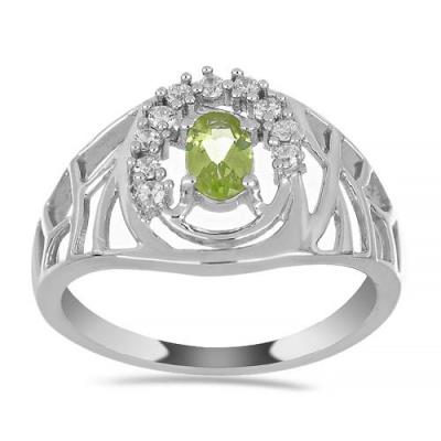 BUY REAL PERIDOT GEMSTONE CLASSIC RING IN STERLING SILVER